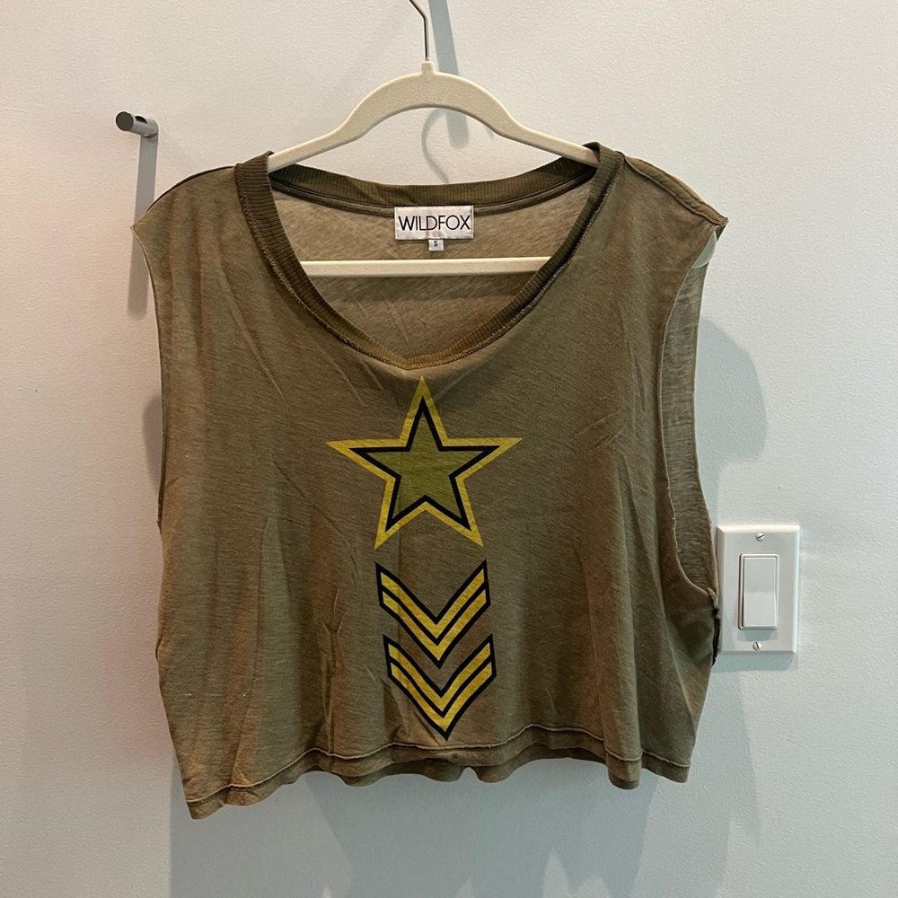 Wildfox Olive Army Graphic Women's Top